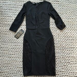 Bebe Black Lace Midi Dress